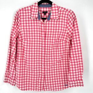 Talbots Pink Check Plaid‎ Button Down Medium Pet Chore Barn Country 100% cotton